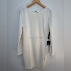 Lulus White Long Sleeve Open Back Mini Dress, New with Tags, Size L